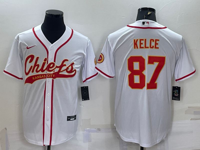 Men Kansas City Chiefs 87 Kelce White 2022 Nike Co branded NFL Jerseys